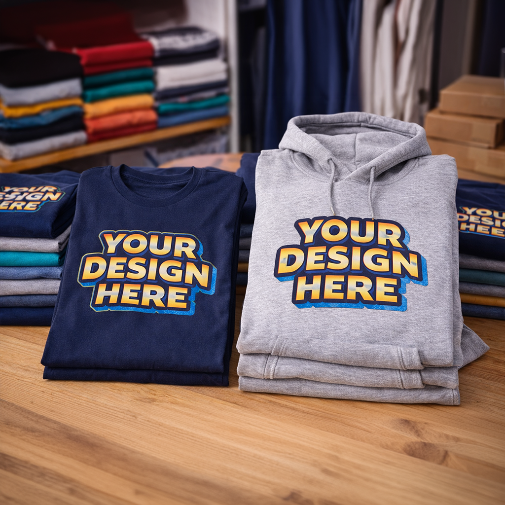 dtf gang sheet pressed onto shirt & hoodie