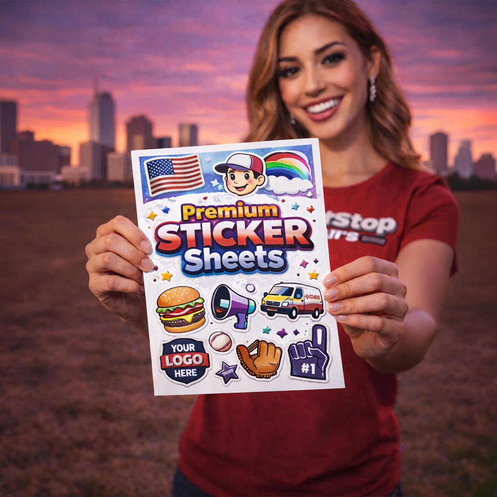 girl holding sticker sheets